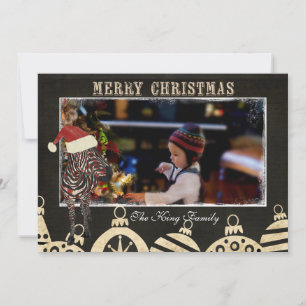 Rosen-Zebra-Schwarz-Weihnachts-Fotokarte Feiertagskarte