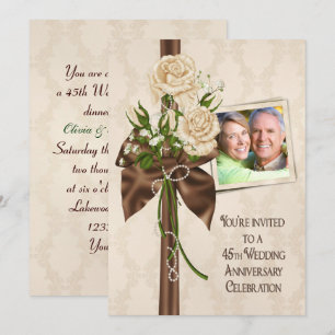 Rosen zum 45. Hochzeitstag Einladung