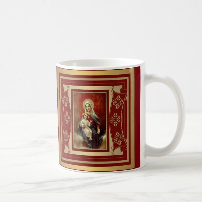 Rosenbeet Jungfrau-Marys Madonna w/Baby Jesus Tasse (Rechts)