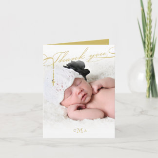 Rosenbeet-Quermonogramm Scripted Foto religiös Dankeskarte