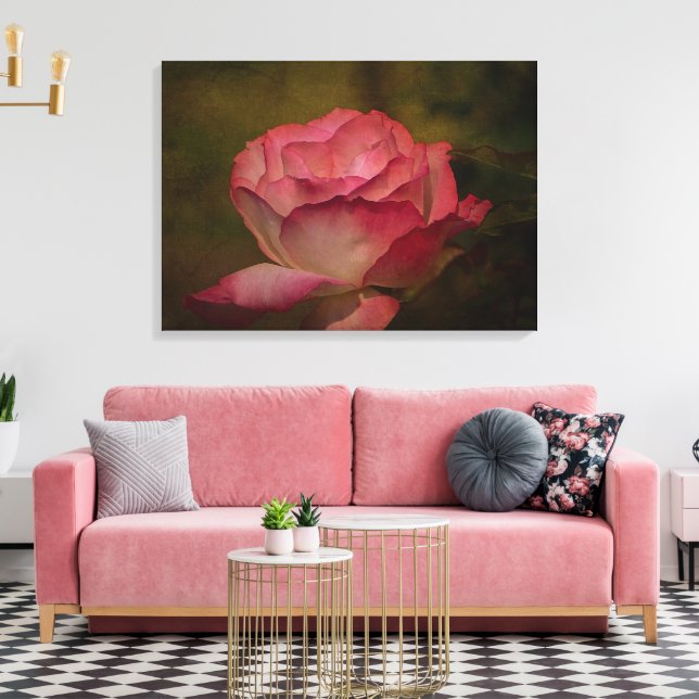 Rosenbild auf Leinwand im frühen Abendlicht (Insitu (Wohnzimmer))