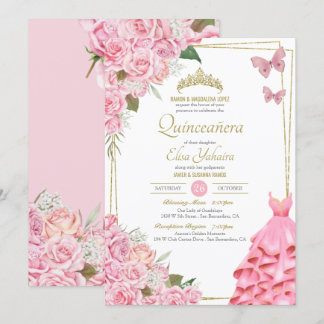 Rosenbläschen Quinceanera-Feier Einladung