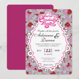 Rosenblatt-Hochzeitseinladung 1 mit rosa Buchstabe Einladung