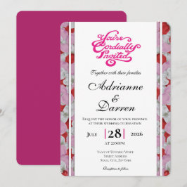 Rosenblatt-Hochzeitseinladung 3 mit rosa Buchstabe Einladung