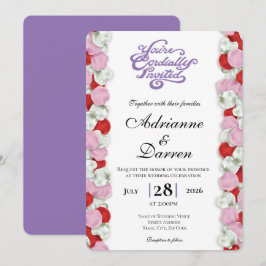 Rosenblatt-Hochzeitseinladung 4 mit lila Buchstabe Einladung