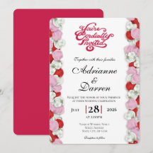 Rosenblatt-Hochzeitseinladung 4 mit roten Buchstab