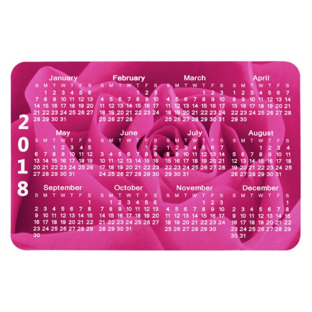 Rosenblättern 2018 Kalender Magnet (Horizontal)