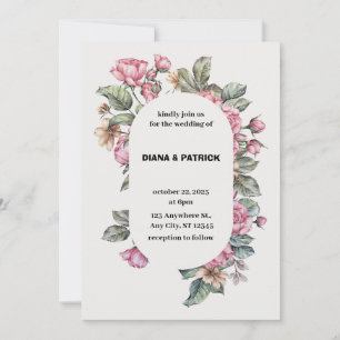 Rosenblume Boho Hochzeit Wasserfarben Einladung