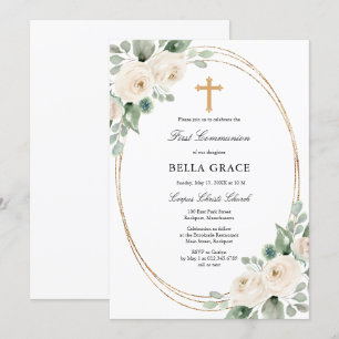 Rosenblume Erstkommunion Einladung