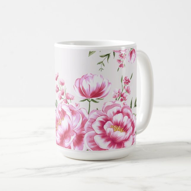 Rosenblumen modernes Design Kaffeetasse (VorderseiteRechts)