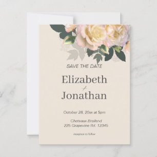Rosenblüte, die Hochzeit spart das Datum Postkarte