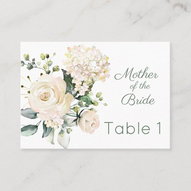 Rosenblüte, Hydrangea-Platzkarte Platzkarte (Vorderseite)
