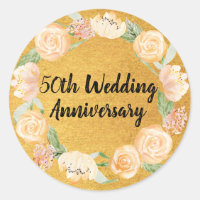 Rosenblüten auf Gold 50. Hochzeitstag