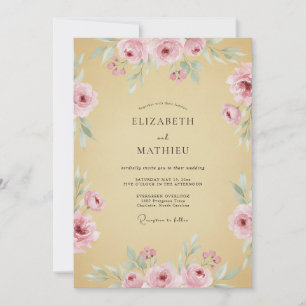 Rosenblüten Romantische Hochzeit Einladung