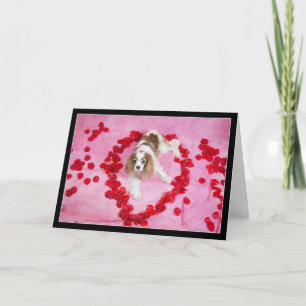 Rosenblüten und Cavalier King Charles Spaniel Kart Feiertagskarte