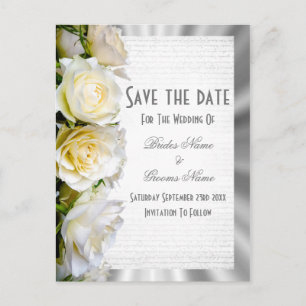 Rosenblüten und Silberblumen Save the Date Ankündigungspostkarte