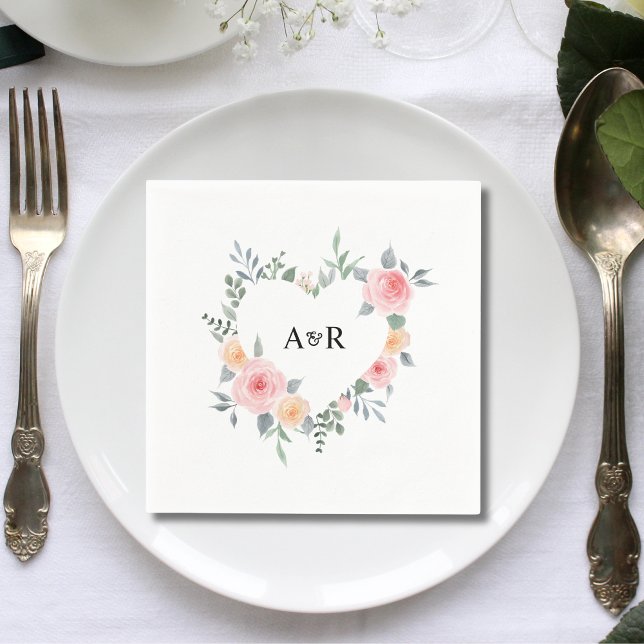 Rosenblütenblüte Botanisches Herz geformt Hochzeit Serviette (Von Creator hochgeladen)