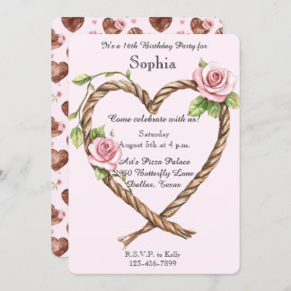 Rosenblütenherz 16. Geburtstag Einladung