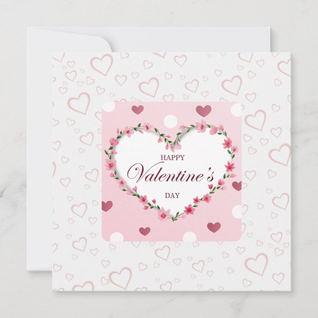 Rosenblütenherzen Valentinstag Geschenke Einladung (Vorderseite)