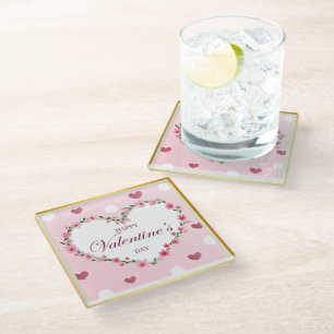 Rosenblütenherzen Valentinstag Geschenke Glasuntersetzer