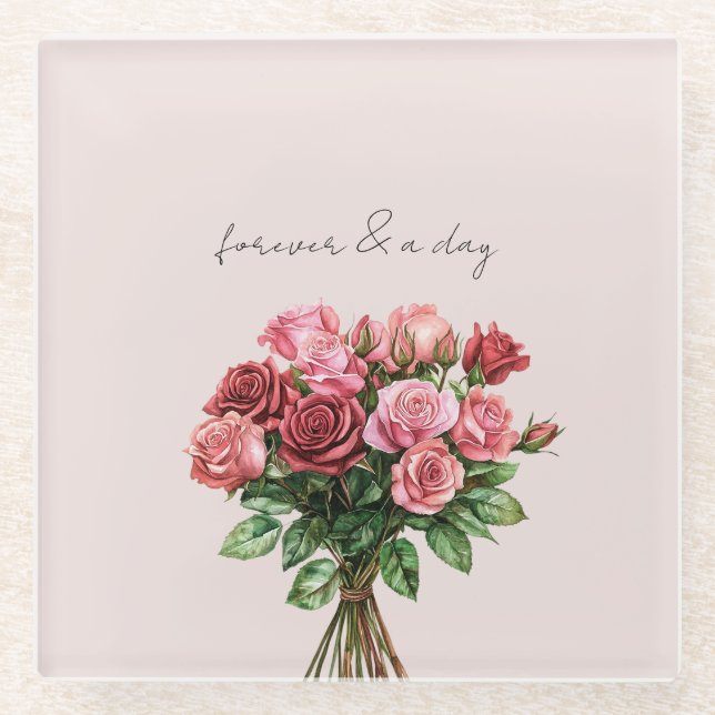 Rosenblütenhochzeit Rosenblume Glasuntersetzer (Vorderseite)