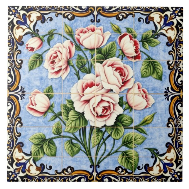 Rosenbouquet-Fliese Fliese (Vorderseite)