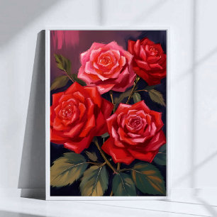 Rosenbouquet Rote Blumen Aquarellmalerei Poster