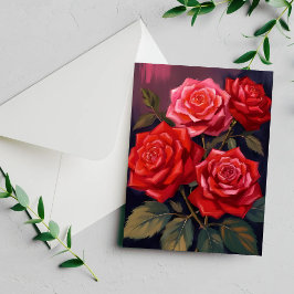 Rosenbouquet | Rote Blumenaquarellmalerei Karte
