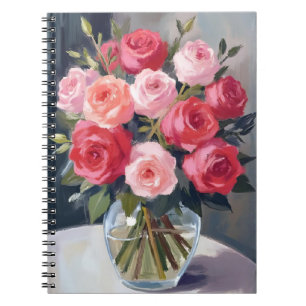 Rosenbouquet Rote Florale Aquarellmalerei Notizblock