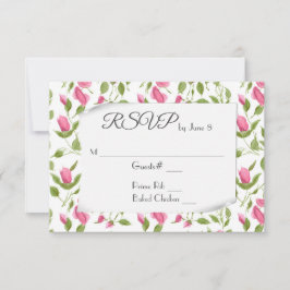 Rosenbügel auf weißer Hochzeit RSVP Karte