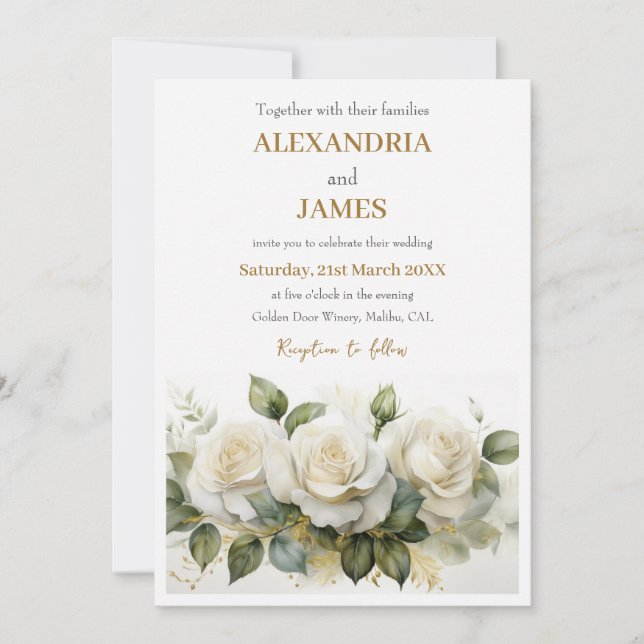 Rosenbukett Hochzeit Einladung (Vorderseite)