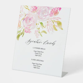 Rosenbukett Wasserfarbe Unterschrift Getränke Sockelschild