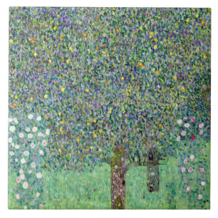 Rosenbüsche unter den Bäumen, Gustav Klimt Fliese