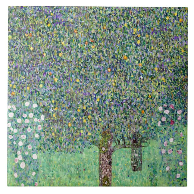 Rosenbüsche unter den Bäumen, Gustav Klimt Fliese (Vorderseite)