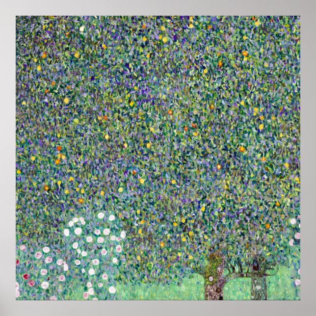 Rosenbüsche unter den Bäumen, Gustav Klimt Poster (Vorne)