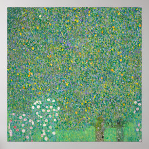 Rosenbüsche unter den Bäumen von Gustav Klimt Poster