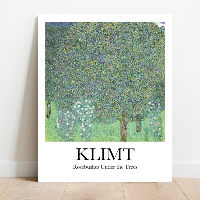 Rosenbüsche unter den Bäumen von Gustav Klimt Poster (Klimt's Blooming Beauty: "Rosebushes Under the Trees". Art Deco masterpiece)