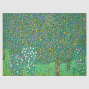Rosenbüsche unter den Bäumen von Nach Gustav Klimt Seidenpapier