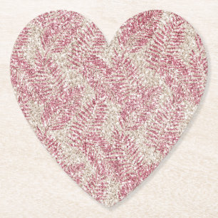 Rosencreme Glitzer Glitz Tropical Blätter Untersetzer