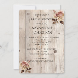 Rosencreme Weißholz Brautdusche Einladung