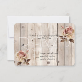 Rosencreme Weißholz Hochzeit RSVP