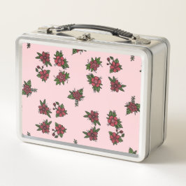 Rosendesigns, süßes kleines rosa und rotes Design Metall Brotdose