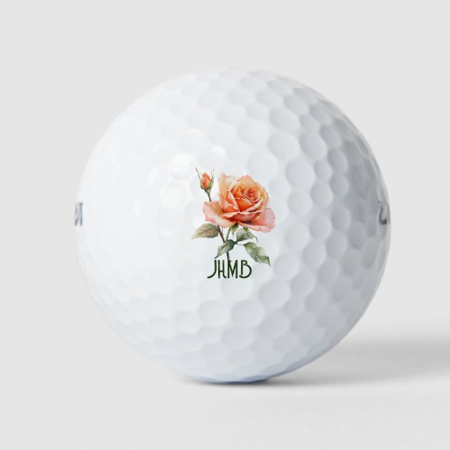 Rosengarten-Blumen-Monogramm-Kunst Golfball (Vorderseite)