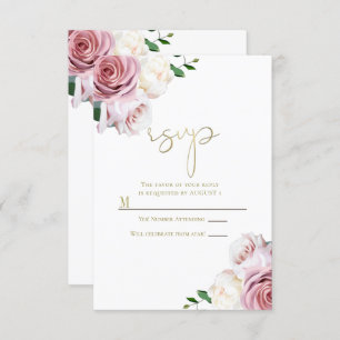 Rosengarten Blumengrün Moderne Hochzeit RSVP Einladung