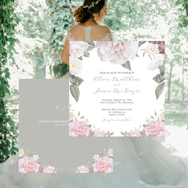 Rosengarten Hochzeit mit UAWG Einladung (Elegant Pink Roses Garden Wedding With RSVP Invitation)