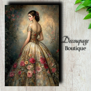 Rosengarten-Kleid-Dekoupage Seidenpapier