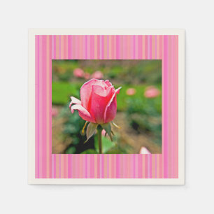 Rosengarten mit Streifen Serviette