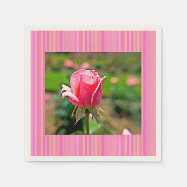 Rosengarten mit Streifen Serviette (Vorderseite)
