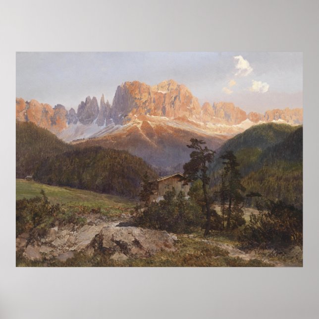 Rosengarten Mountains von K. Petrides Poster (Vorne)