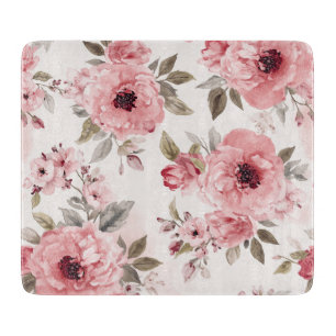 Rosengarten Pink Aquarell Blumenrosa Botanisch Schneidebrett